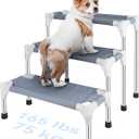 Makerfire Dog Stairs for Small Dogs and Cats (3-Step), Dog Steps for Bed/Couch, Pet Stairs for Dogs to Get on Bed