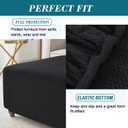 HFCNMY Ottoman Cover Square,Stretch Knitted Jacquard Ottoman Cover Thick Ottoman Slipcover Square Washable Storage Foot Stool Cover with Elastic Bottom Black X-Large