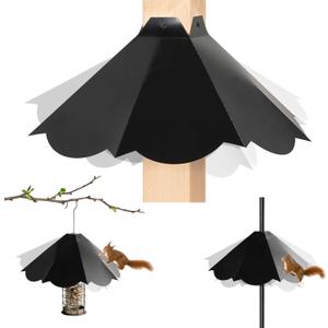 Oversized 21 Inch Metal Squirrel Baffle, Chew-Proof Weatherproof Squirrel Guard for Bird Feeder Pole and 4x4 Post, Outdoor Hanging Squirrel Proof Baffle, Black