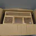 PTSTING Silverware Caddy Wood Utensil Holder Paper Plate Dispenser Silverware Utensil Caddy Cutlery Flatware Organizer Box for Spoons Forks Plates Napkins (Brown)