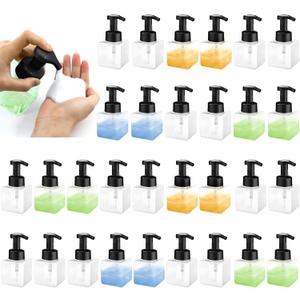 30 Pcs 8.5 oz Foaming Soap Dispenser Plastic Foaming Pump Bottle, Refillable Dispenser with Plastic Pump, Empty Hand Bottles for Liquid Soap, Shampoo, Bathroom,Hotel (Transparent)