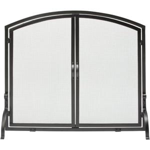 UniFlame, S-1064, Large Single Panel Black Wrought Iron Fireplace Screen with Doors (Large - 44" wide x 34" tall)