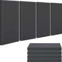 EVENRISING 4 PCS Fabric Acoustic Panels, 24''x12''x2'' Sound Proof Panels for Walls, Acoustic Wall Panels, Self-adhesive Soundproof Wall Panels for Echo Absorption for Home Studio Office (Black)