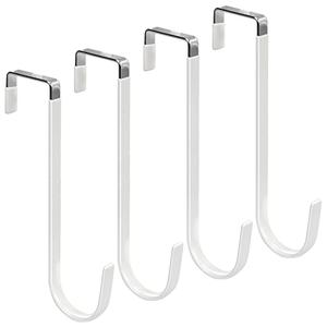 FYY Over the Door Hooks, 4 Pack Upgraded Long Door Hangers Hooks with Rubber Prevent Scratches Heavy Duty Organizer Hooks for Hanging Clothes, Towels, Hats, Coats, Bags White
