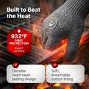 Oven Gloves with Fingers - 932F Extreme Heat Proof and Cut Resistant Mitts for Kitchen, BBQ, Grill, Baking, Fire Pit - EN407 Certified with Non-Slip Silicone Grip and Cotton Lined for Comfort