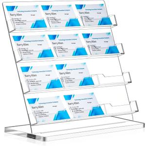 Business Card Holder for Desk 12 Slots Freestanding Acrylic Business Card Holder Display Stand Multiple Organizer for Office Meeting Exhibition Home