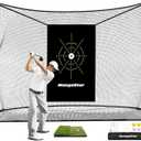 Mangostar Golf Net, 10x7ft Heavy Duty Golf Practice Net for Backyard Driving Real Golf Balls with Mat, Target Cloth, 7 Tees, 6 Balls, Carry Bag, Indoor Outdoor Golf Hitting Training Set