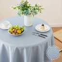 Alsoo Table Cloth for Round Table, 60 Inch Linen Textured Light Blue Table Cloth Waterproof Spill-Proof Circle TableCloths Wrinkle Free Fabric Farmhouse Table Cover for Dining Parties Buffets Holidays