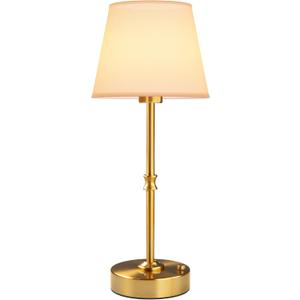 EppieBasic Cordless Table Lamp Rechargeable: Fast Charging & Long Lasting - 2700K Warm Light Vintage Gold Lamps for Women Housewife - Dinning Living Room Bedroom (Bronze+White Lampshde-1)