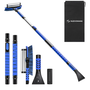 Nuovoware 60" Ice Scraper and Extendable Snow Brush for Car Windshield, 5 in 1 Adjustable Snow Removal Tools with 270° Pivoting Brush Head for Car Auto Truck SUV, Blue