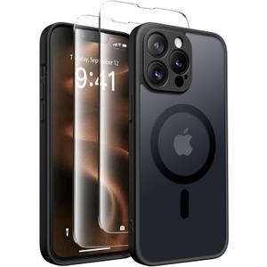 CAPRARO Magnetic for iPhone 13 Pro Case, [Compatible with MagSafe] [Full Camera Protection] Shockproof Protective Slim Translucent Matte Phone Case for iPhone 13 Pro 6.1'', Black