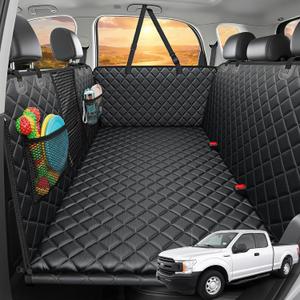2026 Upgraded Back Seat Extender for Dogs -Large Hard Bottom Dog Car Seat Cover Holds 550lbs, Waterproof Dog Hammock Pet Bed with High-Density Foam Non-Slip Backseat Protector