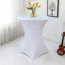 HAORUI 10 Pack Spandex Cocktail Table Covers, Fitted Round Highboy Stretch Table Cloths for Party, Bar, Wedding, Birthday, Banquet (White, Fit for 30-32" Diameter x 42" Height Tables)