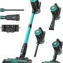Zefiro 350W Cordless Vacuum Cleaner,45Mins Runtime Vacuum Cleaners for Home, Anti-Tangle and 1.5L Dust Cup, 6 in 1 Lightweight Vacuum for Hardwood Floor Carpet Pet Hair (Green03)