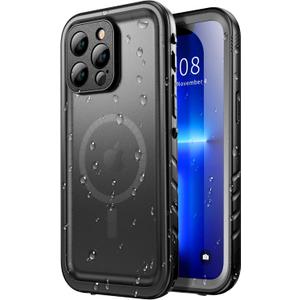 SPORTLINK for iPhone 13 Pro Case Waterproof - Buit in Screen Protector [Compatible with MagSafe][IP68 Underwater][6.6FT Military Dropproof][Dustproof] Full Body Shockproof Case 6.1" Black