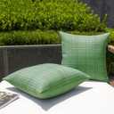 Kevin Textile Pack of 2 Spring Decorative Outdoor Waterproof Throw Pillow Covers Stripe Square Pillowcases Modern Cushion Cases for Patio Couch Bench 18 x 18 Inch Sage Green
