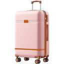Krute Suitcases with Wheels, 24 Inch PC ABS TSA Locked Hard Shell Luggage with Wheels for Women and Girls (Pink)