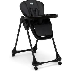 Little Folks by Delta Children 2-in-1 SlimFold High Chair for Babies and Toddlers, Black, 21.5" W X 35" D X 41.5" H