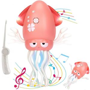 YRIOWMI Dancing Octopus Baby Toy, Tummy Time Toys, Rechargeable Crawling Squid with Music and Light, Electric Interactive Octopus Toy for Birthday for 1 2 3 4 5 6 Year Old Boys Girls (Pink)