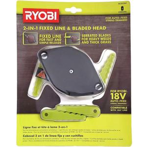 RYOBI 2-in-1 Fixed Line and Bladed Head AC052N1 - Accessory for Auto Feed String Trimmers