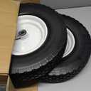 Taifa 2 PCS 16 Inch Rubber Solid Flat Free Replacement Tires and Wheels 4.80/4.00-8 with 3/4'' Axle Bore Hole, Air Less Wheel for Wheelbarrow/Wagon/Hand Truck/Trolley/Garden Cart etc.