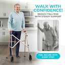 Stander Space Saver Walker, Lightweight Folding Rolling Mobility Aid for Seniors & Adults, Compact 2-Wheel Disability Device with 6-inch Wheels & Ski Glides for Walking Support, Desert Sand