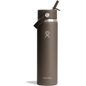 Hydro Flask Water Bottle - Insulated Stainless Steel - Wide Mouth Flex Straw Lid, Non Spill, Leakproof and Refillable in 24 Oz Sandpiper