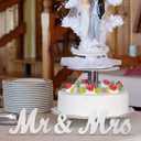 Mrs & Mr Sign Sweetheart Table Decorations - Letters for Wedding Photo Props, Party Banner Decoration (White)