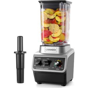 CRANDDI Professional Commercial Blender, Max 1500W, 80oz Pitcher, Powerful Blender with Tamper for Smoothie, Ice Crushing, Variable 9 Speeds Control,110V, K96, Black
