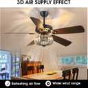 Surtime 52" Farmhouse Chandelier Ceiling Fans with Lights and Remote,K9 Crystal Fandelier Ceiling Fan for Outdoor/Indoor Dining Room,Living Room
