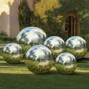 Gold 6PCS Inflatable Mirror Ball Set Reusable Big Shinny Balls Large Event Decoration Balloon PVC Disco Bubble Balloon with Electric Pump For Party, Wedding, Decor (Silver)