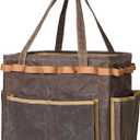 Self-Standing Tool Bag with 6 Pockets & 23 Hanging Holes - Collapsible Reusable Wire Frame Rectangular Basket, Easy Tool Access, 14" x 13" x 10" | Grey