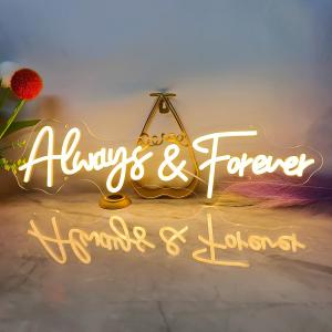 Always And Forever Neon Sign Dimmable with USB Powered, LED Light Sign for Wall Decor, Always & Forever Neon Led Sign for Lovers Proposal Wedding, 22.5"x6", Warm White, 23.25 inches x 7.88 inches