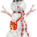 Red Carpet Studios Décor LED Light Up Standing Glass Snowman w/Red Scarf, 10.3" one arm fallen off