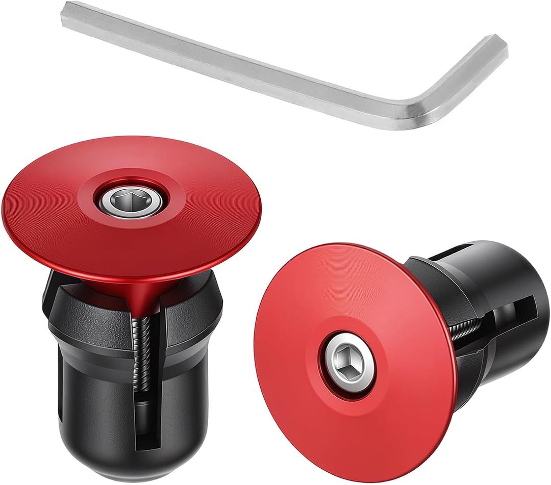QfwdfcTrenz Handlebar End Caps Aluminum with Hexagonal Wrench | Adjustable Bike Bar Ends Bar End Plugs Caps Red Road Bicycle Grip Bike Handlebars Plug Handlebar Plugs
