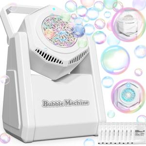 Bubble Machine for Kids Toddlers - Portable 90 Bubble Maker with Bubble Solution - Automatic Battery Operated Bubble Toys 20000+ Bubbles/Mins, Perfect for Parties, Birthday, Wedding, Christmas, White