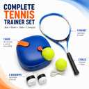 Tennis Trainer Set, Solo Rebounder for Swing Practice with Racket, 2 Balls