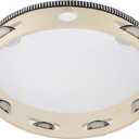 Tambourine for adults 10 inch Hand Held Drum Bell Birch Metal Jingles Percussion Gift Musical Educational Instrument for Church KTV Party (10 inch)