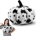 Thanksgiving Cow Print Pumpkin Pillow 11.8in Western Large Cow Pumpkin Decor Plush Stuffed Throw Pillow Gift Fur Soft Cushion for Sofa Bedroom Fall Autumn Thanksgiving Christmas Party Favor Decor