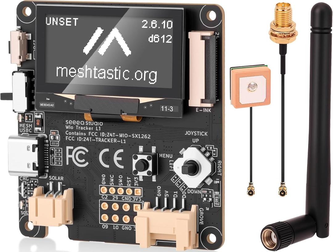 Wio Tracker L1 Development Board SX1262 nRF52840 for Ar duino Meshtastic LoRa, Blue tooth 5.0 GPS GNSS, 1.3" OLED, Support Battery Type-C and Solar Charge, Power Efficiency & Rich Interface