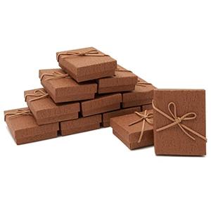 Juvale Jewelry Gift Boxes - 3.7 x 2.9 x 1.3 In, Kraft, Pack of 11 - Velvet Lined & Bow Lid Cardboard Necklace Box