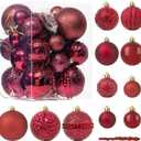 41PCS Burgundy Christmas Ornaments Set - Shatterproof Christmas Tree Ornaments with Icicle for Holiday Party - Vintage Xmas Decorations in 4 Sizes