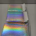 Bubble Mailers, 50 Pack Holographic Bubble Mailers with 3 Sizes, Waterproof Self Seal Adhesive Foil Glitter Glamour Shipping Bags for Mailing, Packing, Small Business, Jewelry Makeup Supplies