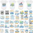 36 Sheets Baby Shower Games Iron on Transfers for T-Shirts, Cute Baby Boy DTF Transfers Ready to Press Heat Transfers Vinyl, Iron on Patches Decals for Baby Clothes Bibs Bodysuit DIY Crafts
