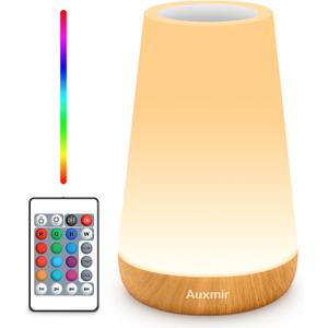 Auxmir Rechargeable LED Night Light, Touch & Remote Control Bedside Lamp with 13 Colors, 5 Brightness Levels, Portable Table Lamp for Kids Baby Nursery, Bedroom, Bathroom, Camping, Light Brown