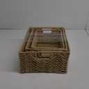 Vagusicc Wicker Basket, Set of 3 Hand-woven Storage Baskets for Organizing, Water Hyacinth Wicker Storage Basket Bins with Handles, Small Toilet Paper Storage Baskets for Shelves Pantry Baskets