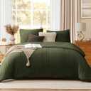 Monbix Fluffy Queen Comforter Set Olive Green, Sherpa Plush Fuzzy Comforter 3 Piece for Queen Size Bed, Luxury Soft Winter Warm Bedding Set