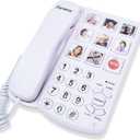 Big Button Phone for Seniors, Corded Landline Telephone with Handsfree Function and 9 Groups of Memory, One-Touch Dialling,Suitable People with Vision Disorders/Hearing Damage (EX-LD-858HF)