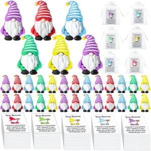 30 Sets Good Luck Positive Gifts Bulk Include Mini Gnomes Figurines, Encouragement Blessing Cards and Gift Pockets Bulk for Graduation Coworkers Fairy Yard Lawn Garden DIY Crafts