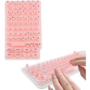 70pcs Cute Keyboard Stickers for Long Nails, Soft Silicone Raised Key Board Cover with Letters for Type Long Nail Art Reusable Keypad Bubbles Skins for Women Desktop Computer